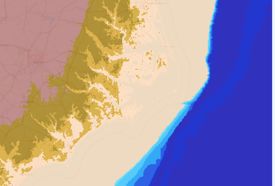 Outer Banks with -105m sea level