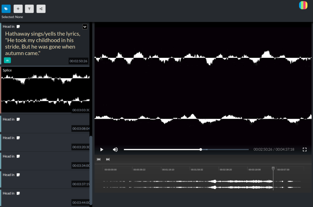 Annotation interface for a music analysis.