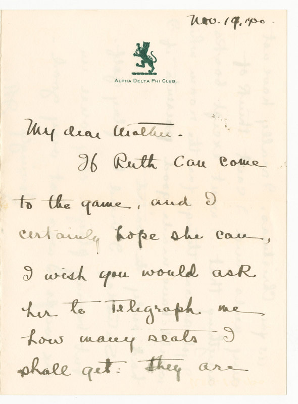 Letter from James G. Averell to Emily Sibley Watson, November 19, 1900
