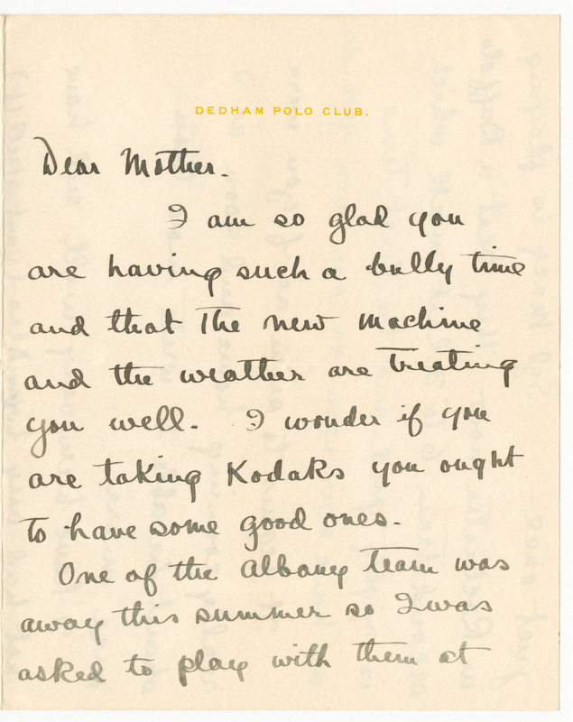Letter from James G. Averell to Emily Sibley Watson, September 5, 1904
