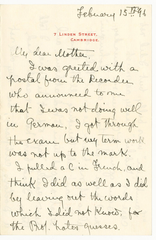 Letter from James G. Averell to Emily Sibley Watson, February 15, 1896