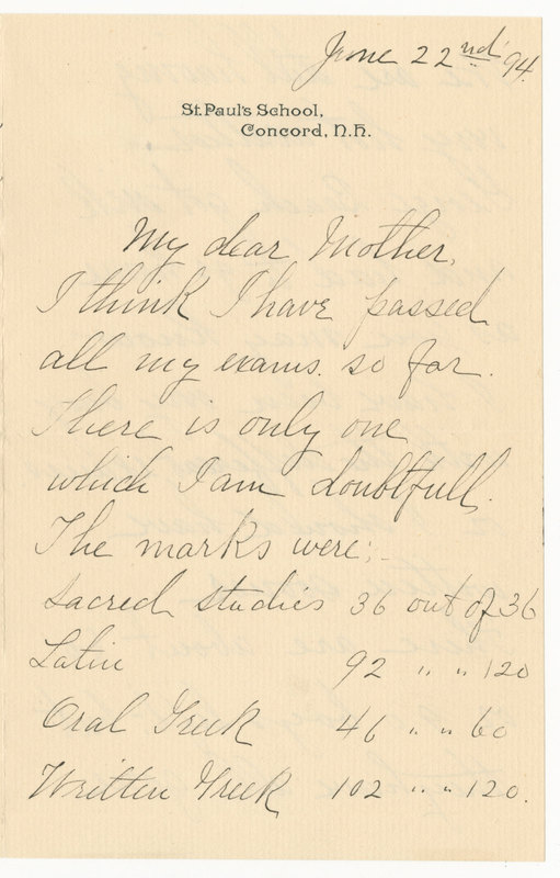 Letter from James G. Averell to Emily Sibley Watson, June 22, 1894