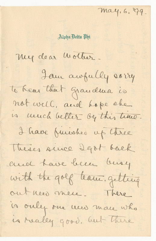 Letter from James G. Averell to Emily Sibley Watson, May 6, 1899
