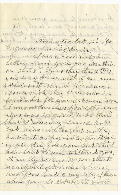 Letter from Elizabeth Maria Tinker Sibley to Emily Sibley Watson, October 16, 1890<br />
