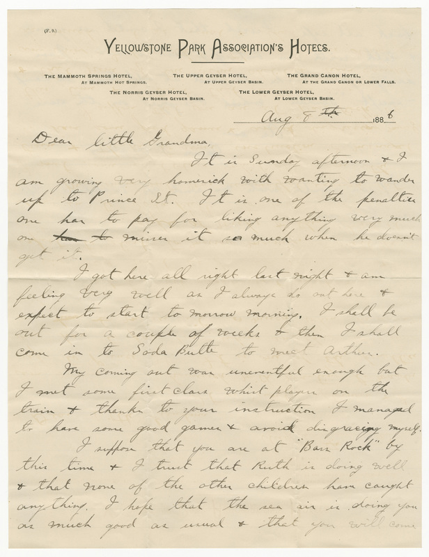 Letter from James Sibley Watson to Emily Sibley Watson, August 8, 1886<br />
