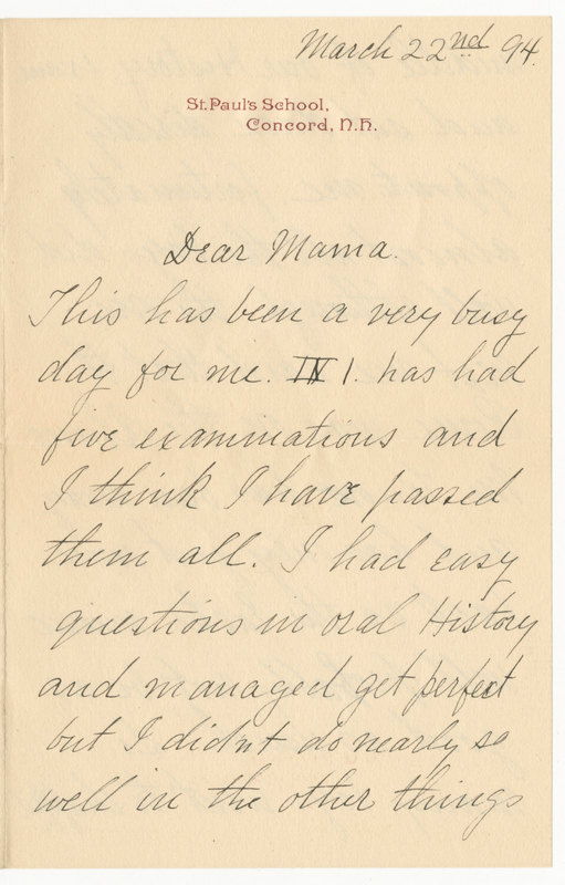 Letter from J.G. Averell to Emily Sibley Watson, March 22, 1894