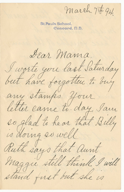 Letter from J.G. Averell to Emily Sibley Watson, March 7, 1894