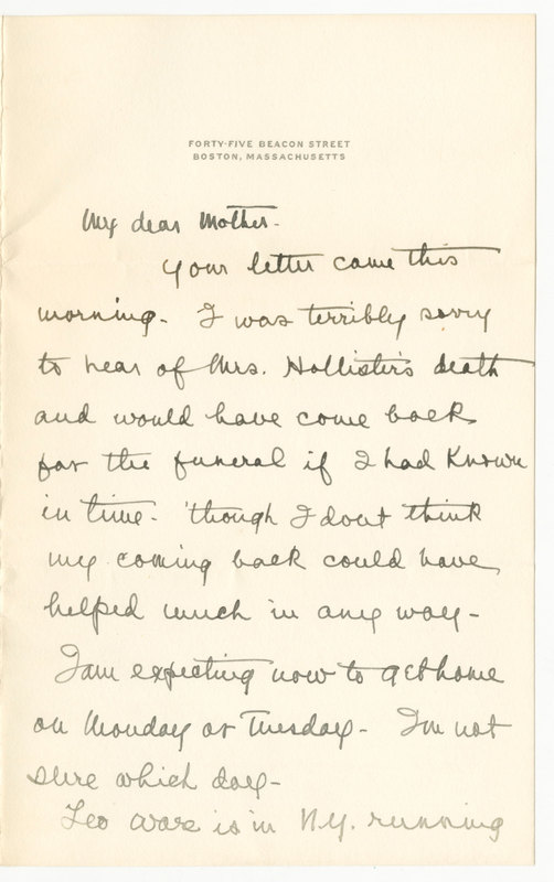 Letter from James G. Averell to Emily Sibley Watson, April 22, 1903