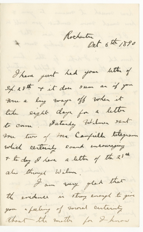 Letter from James Sibley Watson to Emily Sibley Watson, October 6, 1890<br />

