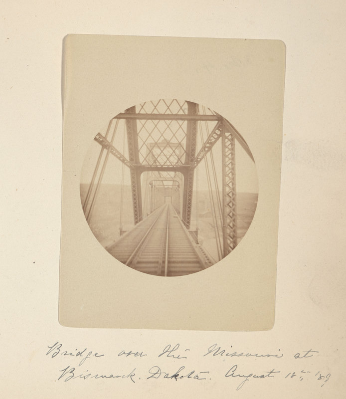 Bridge on the Missouri at Bismarck, Dakota. August 18th 1889<br />
