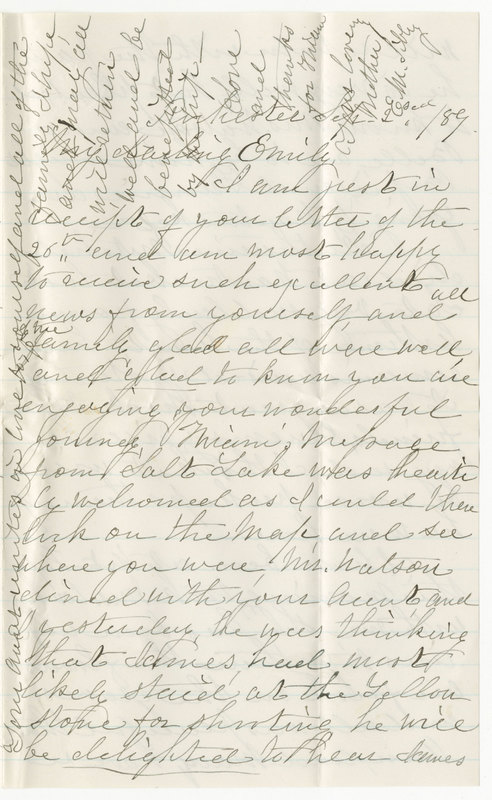 Letter from Elizabeth Maria Tinker Sibley to Emily Sibley Watson, September 2, 1889<br />
