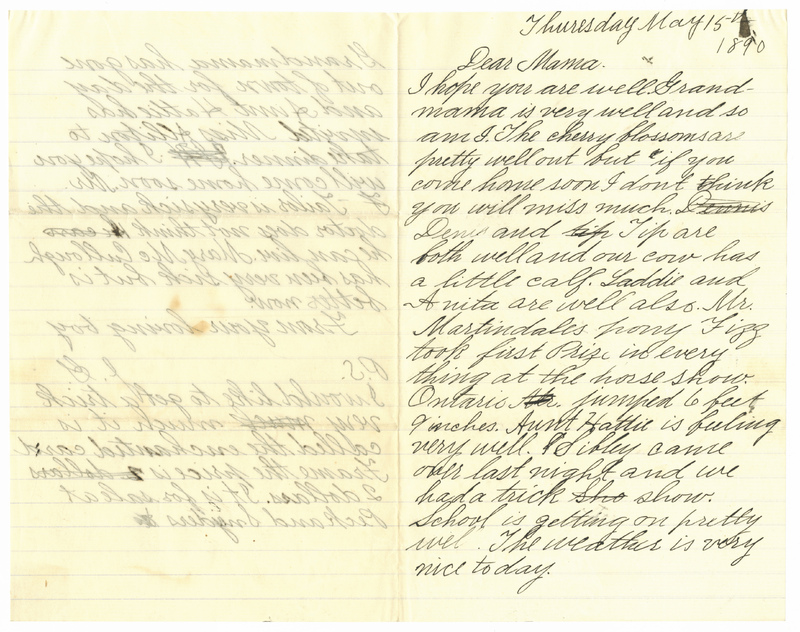 Letter from James G. Averell to Emily Sibley Watson, May 15, 1890
