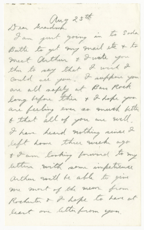 Letter from James Sibley Watson to Emily Sibley Watson, August 25, 1886<br />
