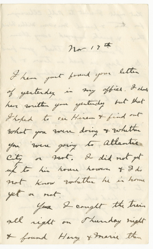 Letter from James Sibley Watson to Emily Sibley Watson, November 17, 1890<br />
