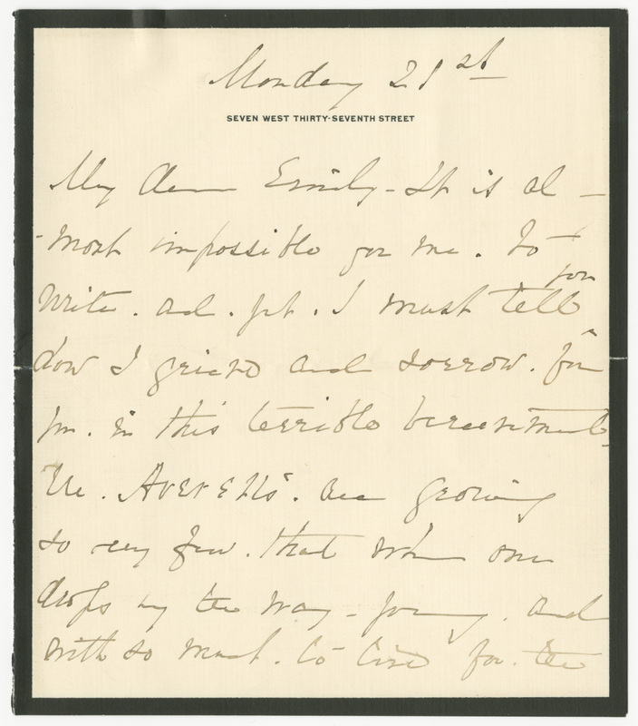 Letter from Harriet Gilbert Averell to Emily Sibley Watson, November 21, 1904