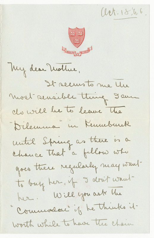 Letter from James G. Averell to Emily Sibley Watson, October 18, 1896