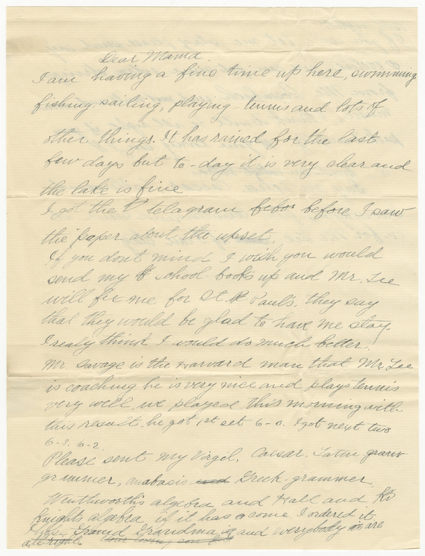 Letter from James G. Averell to Emily Sibley Watson, August 29, 1892