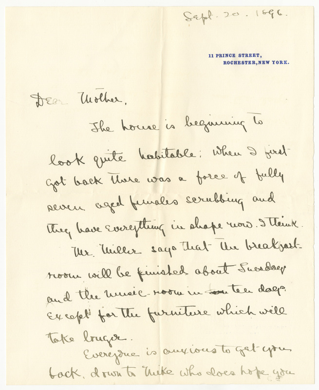 Letter from James G. Averell to Emily Sibley Watson, September 20, 1896