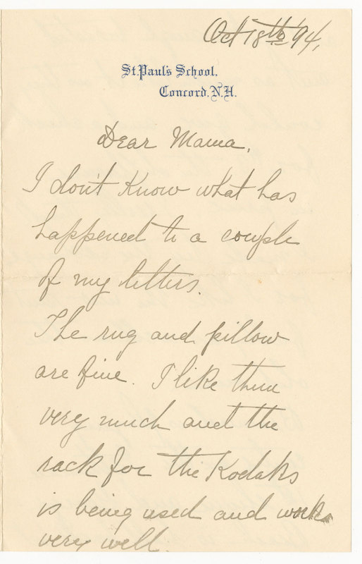 Letter from James G. Averell to Emily Sibley Watson, October 18, 1894