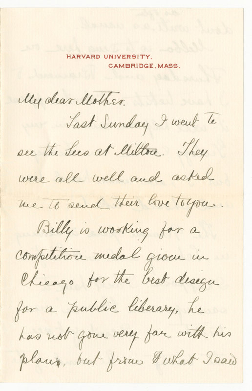 Letter from James G. Averell to Emily Sibley Watson, November 5, 1895<br />
