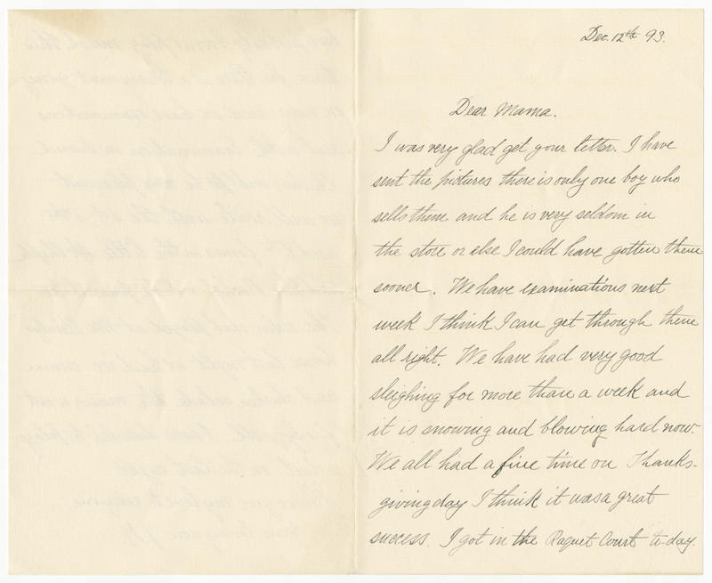 Letter from James G. Averell to Emily Sibley Watson, December 12, 1893