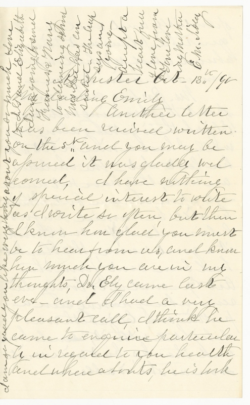 Letter from Elizabeth Maria Tinker Sibley to Emily Sibley Watson, October 13, 1890<br />

