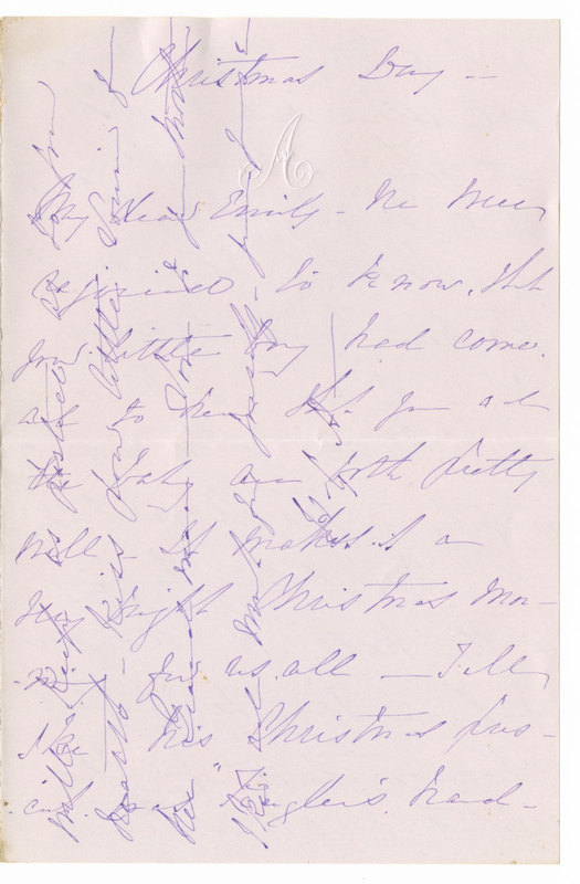 Letters from Harriet Gilbert Averell and James George Averell to Emily Sibley Watson, December 25, 1877