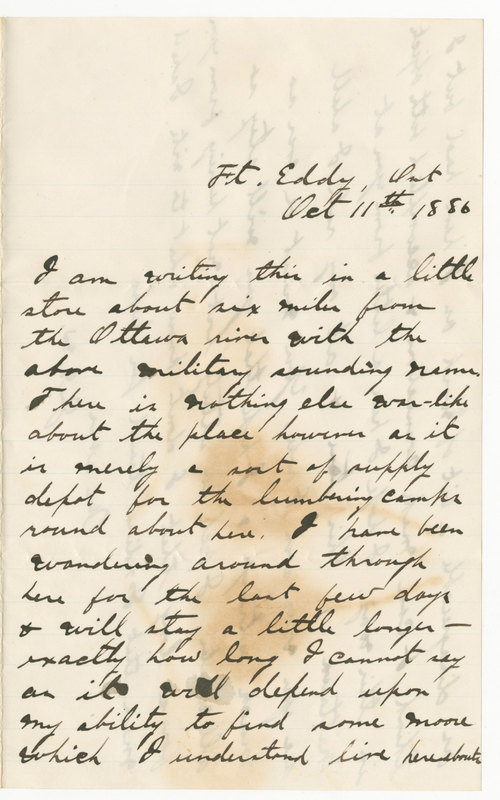 Letter from James Sibley Watson to Emily Sibley Watson, October 11, 1886<br />
