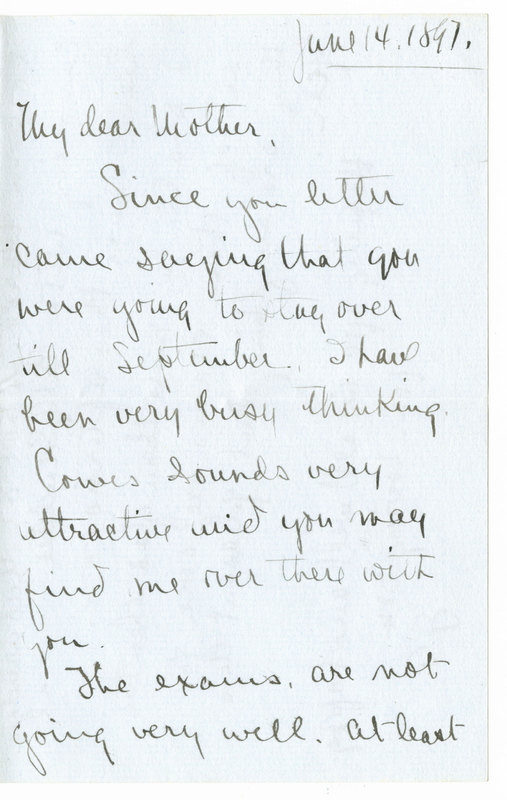 Letter from James G. Averell to Emily Sibley Watson, June 14, 1897