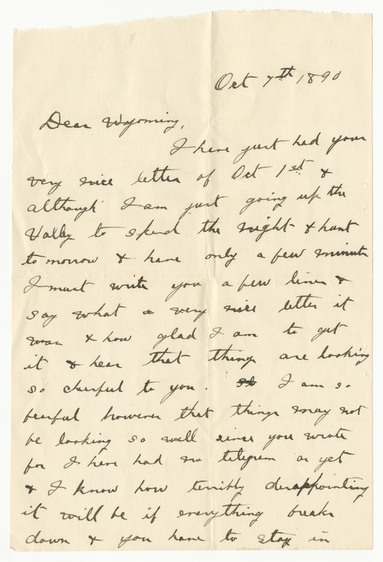 Letter from James Sibley Watson to Emily Sibley Watson, October 7, 1890<br />
