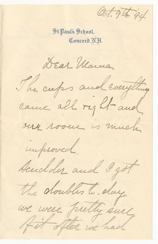 Letter from James G. Averell to Emily Sibley Watson, October 9, 1894