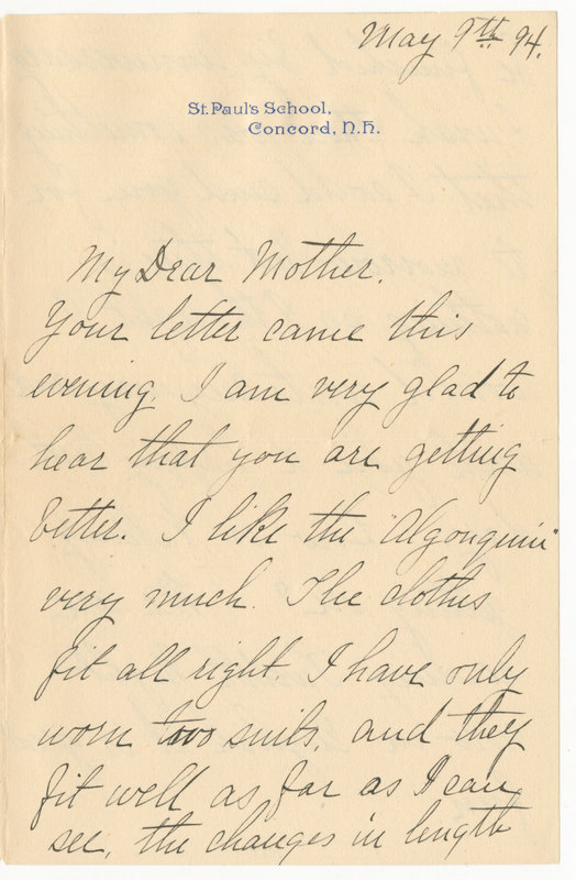 Letter from J.G. Averell to Emily Sibley Watson, May 9, 1894<br />
