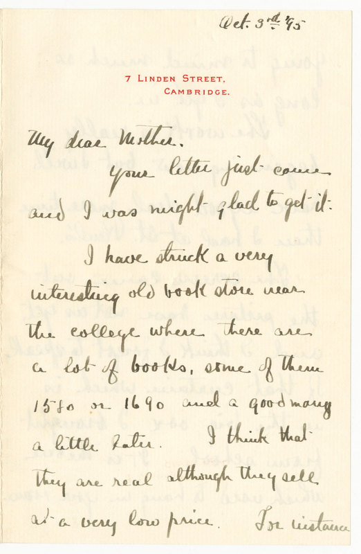 Letter from James G. Averell to Emily Sibley Watson, October 3, 1895