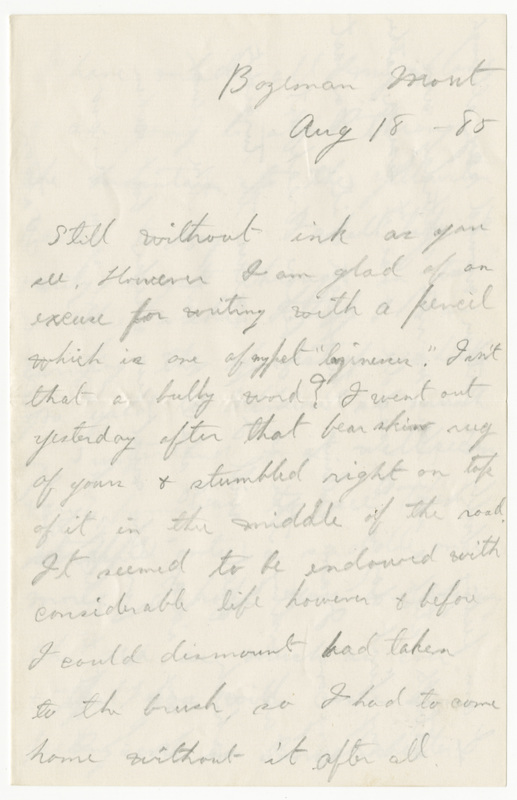 Letter from James Sibley Watson to Emily Sibley Watson, August 18, 1885<br />
