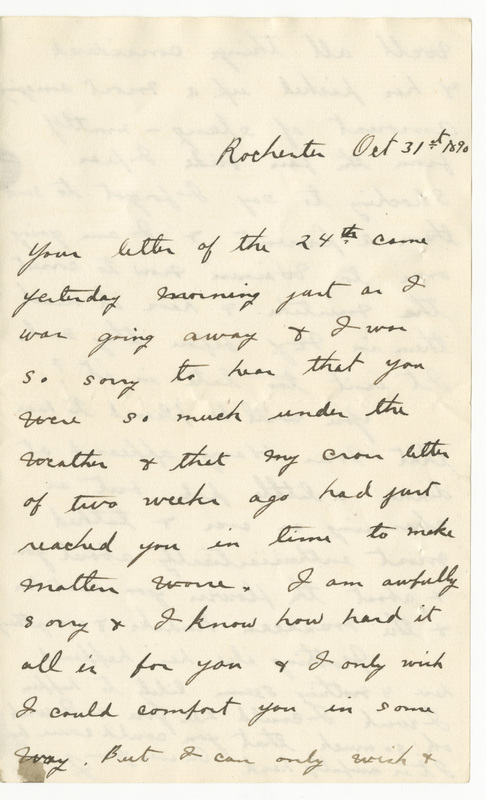 Letter from James Sibley Watson to Emily Sibley Watson, October 31, 1890<br />
