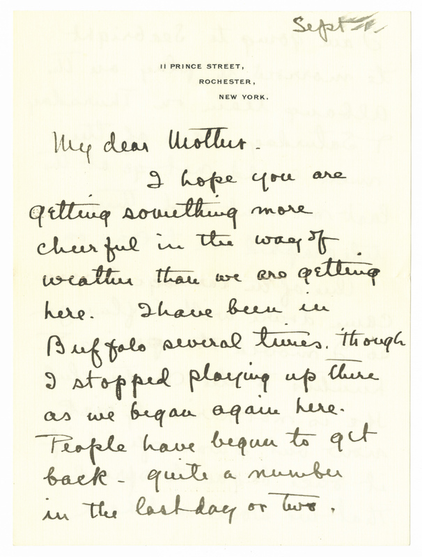 Letter from James G. Averell to Emily Sibley Watson, September 1, 1904