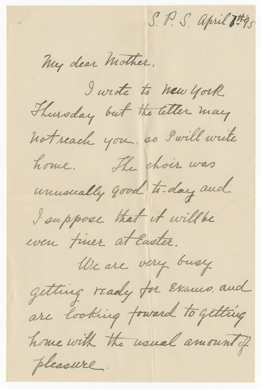 Letter from J.G. Averell to Emily Sibley Watson, April 7, 1895<br />
