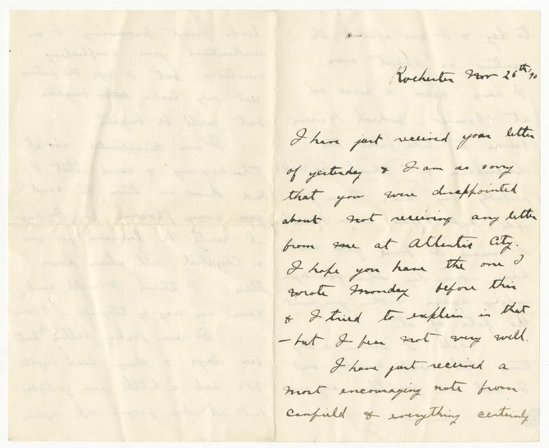 Letter from James Sibley Watson to Emily Sibley Watson, November 26, 1890<br />
