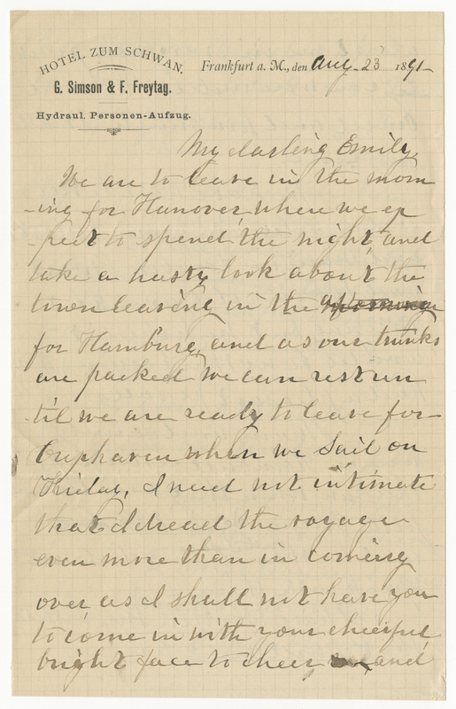 Letter from Elizabeth Maria Tinker Sibley to Emily Sibley<br />
Watson, August 23, 1891
