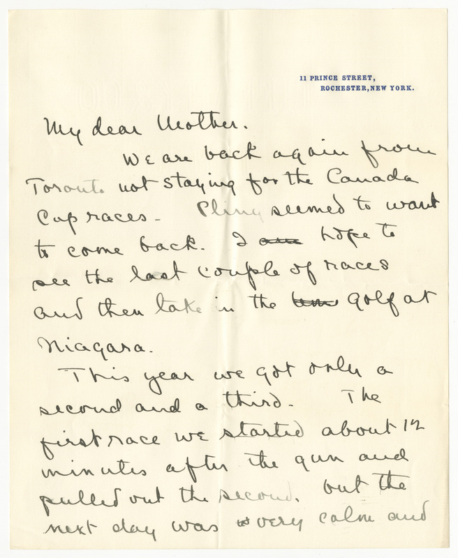 Letter from James G. Averell to Emily Sibley Watson, August 22, 1899