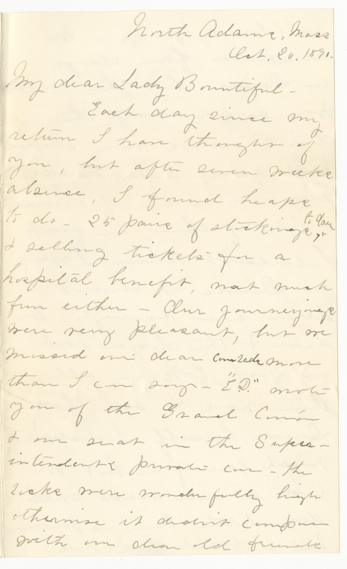 Letter from Louisa Marie Bigelow Tyler to Emily Sibley Watson, October 20, 1890<br />
