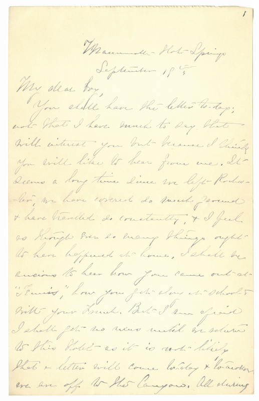 Letter from Emily Sibley Watson to James G. Averell, September 18, 1892