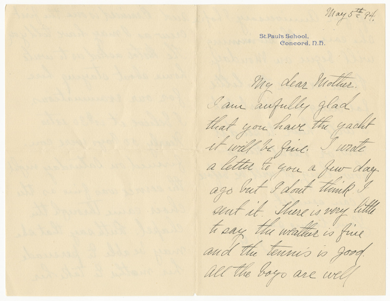 Letter from J.G. Averell to Emily Sibley Watson, May 5, 1894<br />
