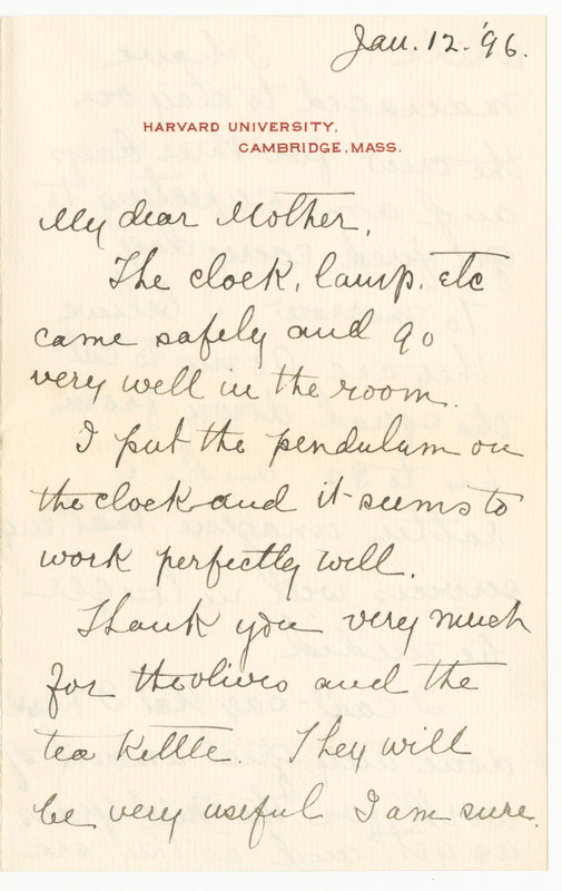 Letter from James G. Averell to Emily Sibley Watson, January 12, 1896