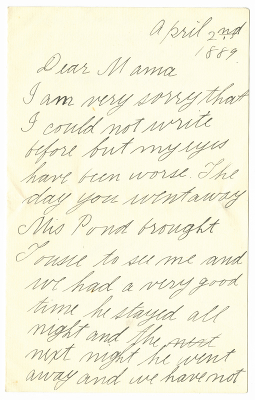 Letter from James G. Averell to Emily Sibley Watson, April 2, 1889