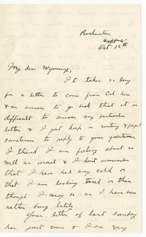 Letter from James Sibley Watson to Emily Sibley Watson, October 12, 1890<br />
