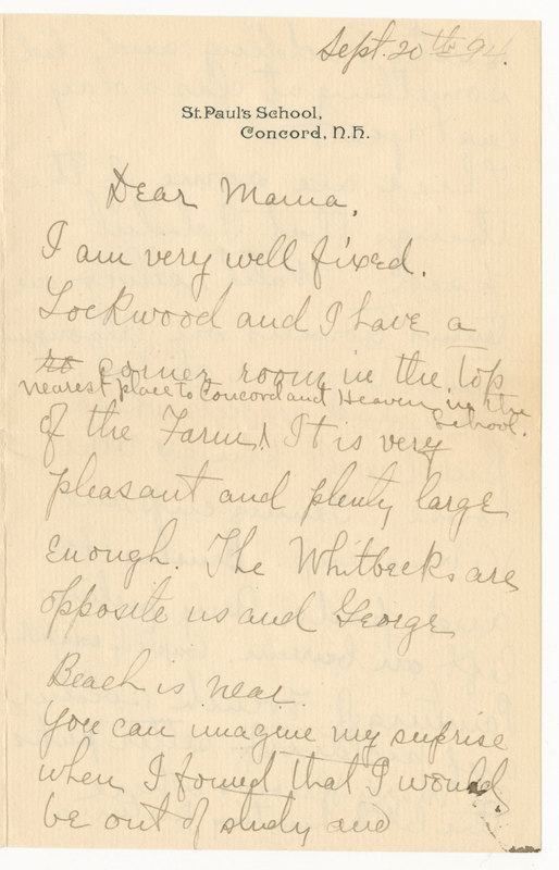 Letter from James G. Averell to Emily Sibley Watson, September 20, 1894