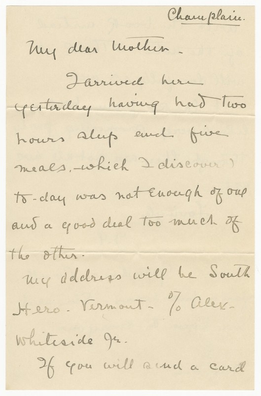 Letter from James G. Averell to Emily Sibley Watson, July 22 or 29, 1901