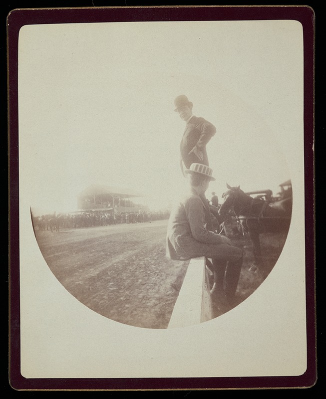 Mr. Canfield "on the fence." Santa Barbara, Cal. Sep 24 1890. <br />
