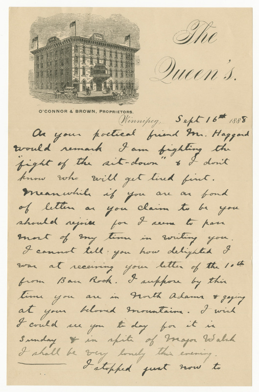 Letter from James Sibley Watson to Emily Sibley Watson, September 16, 1888<br />

